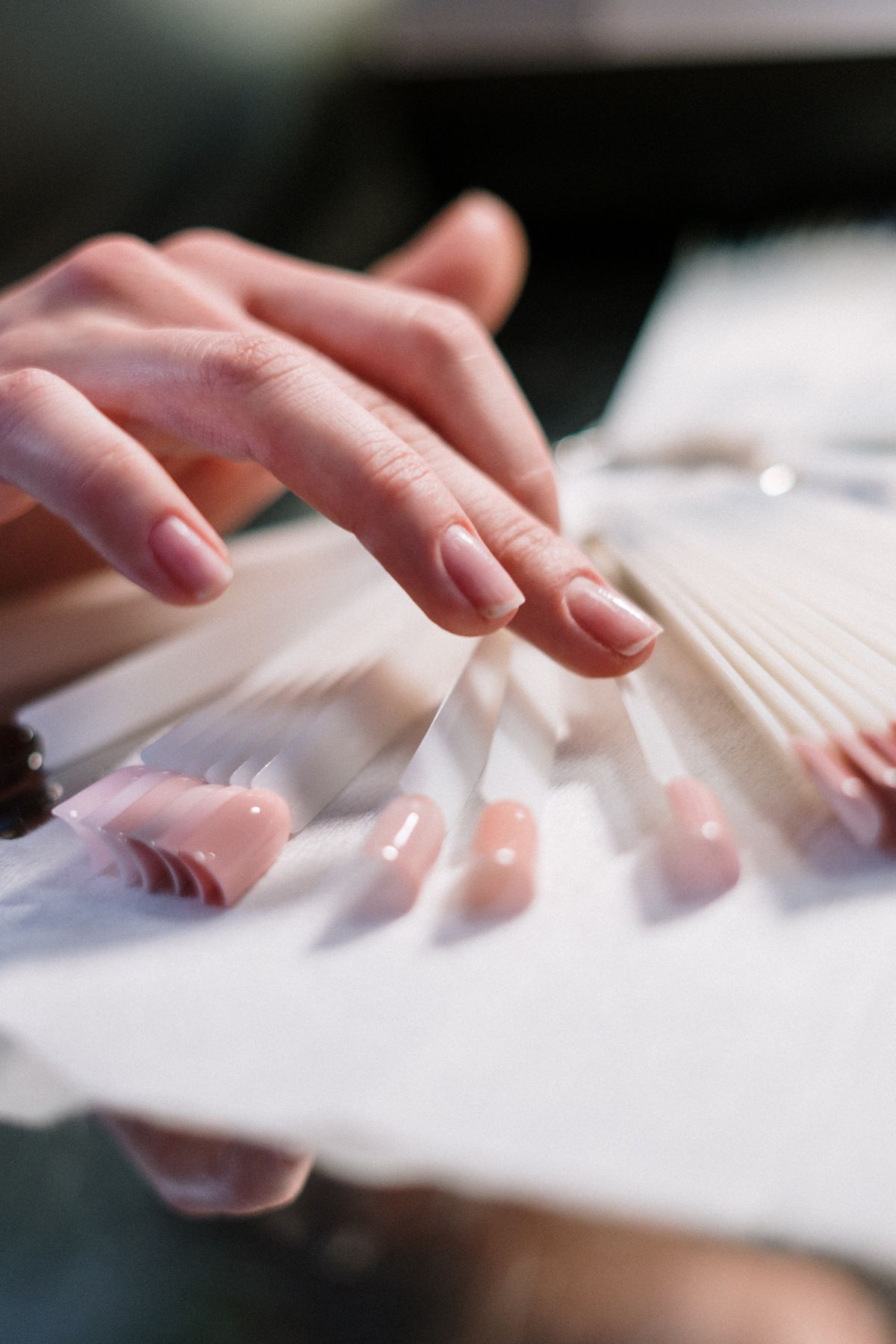 Choosing nail colors from swatch samples